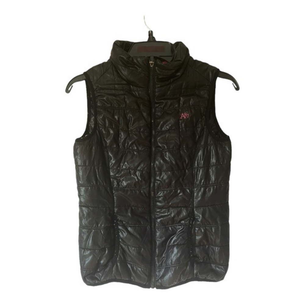 Aeropostale Womens Black Full Zip Puffer Vest Size Medium